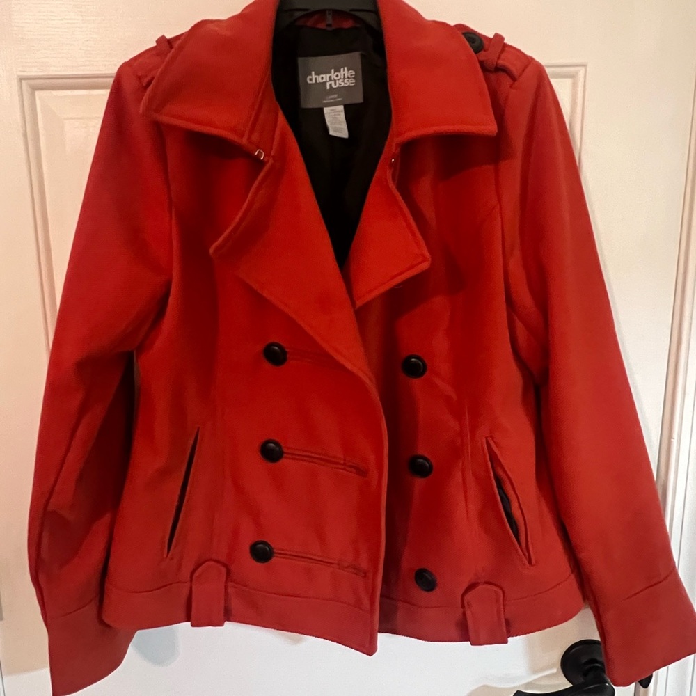 Super cute corduroy, orange coat like a new only worn a couple times